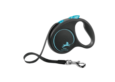 Flexi - Rullebånd Black Design Tape, 5m, S, maks 15kg, Lyseblå - Hund - Halsbånd - ZOO.no