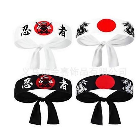 6 st Japanska Pannband Samurai Pannband Ninja Warrior Pannband Sushi Kock Bandana för Karate Sport Matlagning Kök Kostymtillbehör[D]