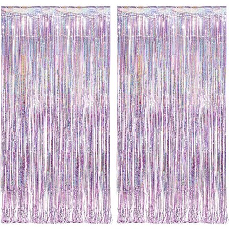 2 kpl Metalliset Verhot (1 x 2,5 m, Pinkki) Kiiltävä Reunukset Reunukset Meta