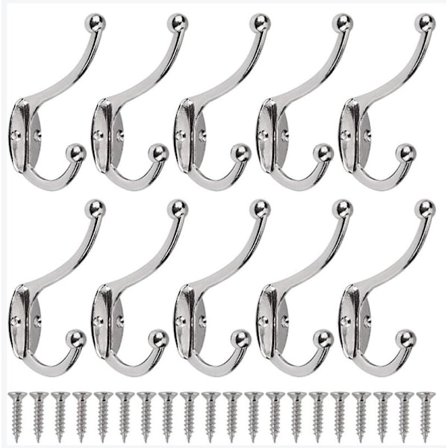 Retro veggmontert kåkekrok Vintage metalldørkroker 10 stykker S