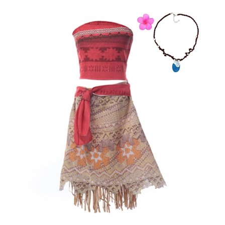 Disney Pigekostume Vaiana Kjole Sommer Børn Kalas Moana Prinsesse Rolleleg Pet Gris Kylling Outfit Halloween Forklædning B Moana Outfit-WELLNGS