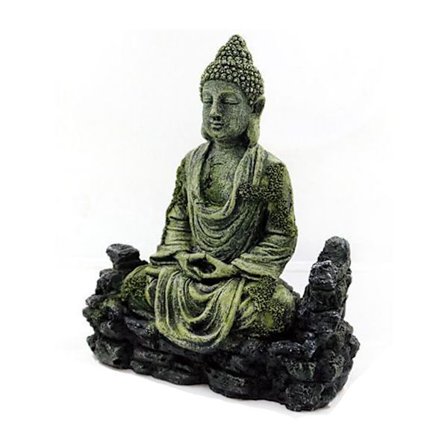 Akvarium Dekor Harts Grotta Guanyin Staty Fisk för Tank Gömställe Buddha Tema Dekoration