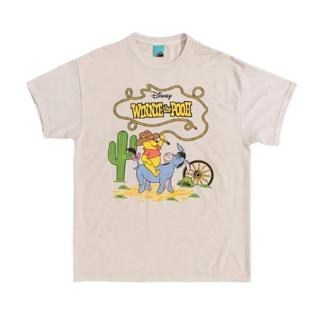 Nalle Puh Unisex Vuxen Cowboy Vintage Tvättad T-shirt L Beige