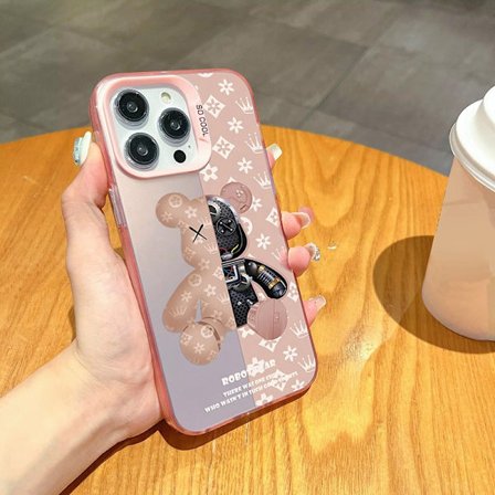 Fodral för iPhone 17 Pro Max Laser Mekanisk Björn H405P8 Rosa Trendigt märke Mekanisk Björn Laser