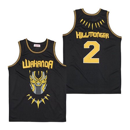 1 Svart Wakanda T'Challa Film Baskettrøye Herre Svart Gull Trim—S