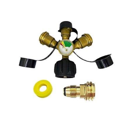 3-vägs Propangasfördelare / Med Mätare Och Avstängningsventil, Propantank 3 Y-fördelare Adapter För Propa