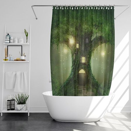 180x180cm Magiska trädhuset Duschdraperi Fantasy Forest Tree Bra