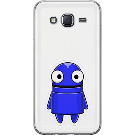 Kompatibel Mobilcover til Samsung Samsung Galaxy J5 Blå tegnet karakter med store øjne og et venligt udtryk i minimalistisk design