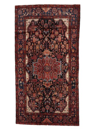 Nahavand Teppich Handgeknüpft 139X253 Schwarz/Dunkelrot Persien
