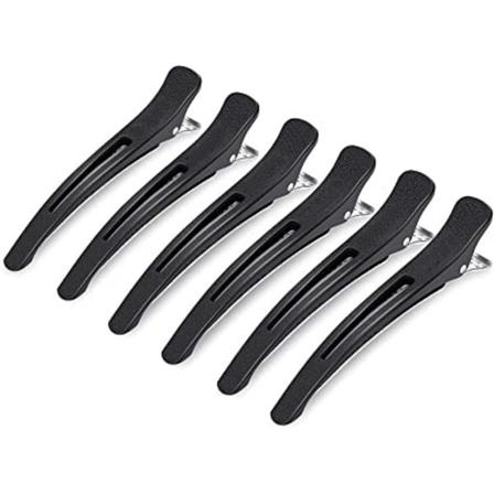 Mustat 4,3 tuuman pitkät, 6 kpl ammattimaiset hiuspidikkeet muotoiluun ja leikkaamiseen, liukumattomat ankkahiuspidikkeet, hiustenleikkauspidikkeet 