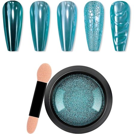 Krom Nagelpulver, Spegel Holografisk Nagelglitter Metalliskt Krompulver Reflekterande Glansigt Nagelpulver Pigment Manikyr
