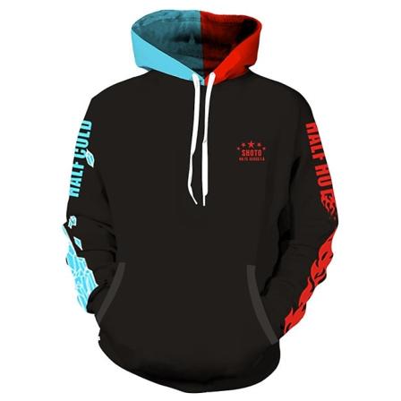 My Hero Academia Todoroki Shoto Cosplay Kostym Hoodies Pullover Coat V Black with zipper 3XL Black without zipper M