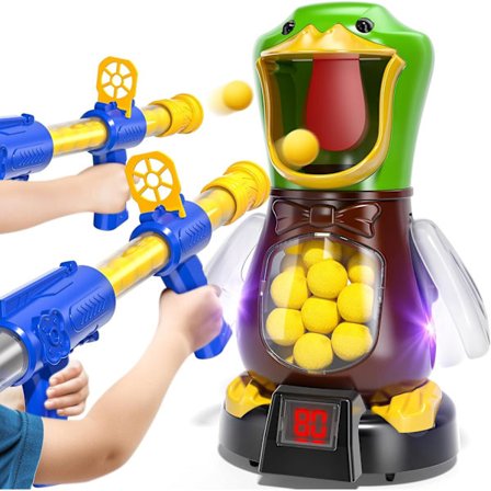 Skyte spill med to pistoler egnet for barn i alderen 3-9 år og oppover - Sikker skumdartpistol med bevegelig mål, interaktivt konkurransedyktig 