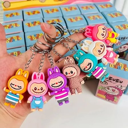Rabu Blind Box Nøglering 12/24 stk. Kawai Rabu Tegneseriefigurer Mystisk Æske Rumdekorationer Pige Legetøj Skoletaske Vedhæng Gave(D)