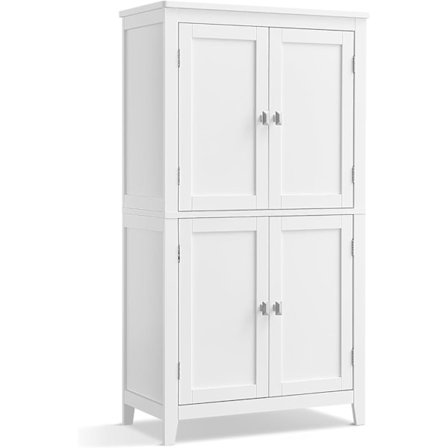 VASAGLE Badeværelsesskab, Badeværelsesopbevaringsenhed, Køkkenskab, 30 x 60 x 110 cm, Hvid