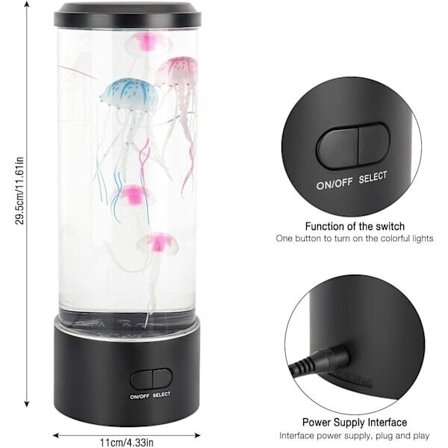 LED Jellyfish Lampe, 7 farveskiftende, USB-drevet, til børneværelse eller gaver