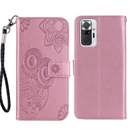 Xiaomi Redmi Note 10 Pro - Owl Läder Fodral - Roséguld Roséguld