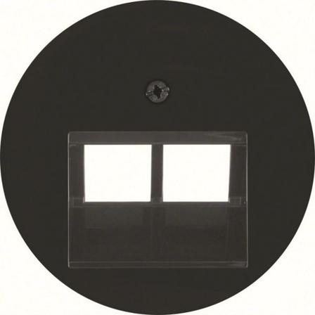 Hager 14092045 Midtbrikke 2 x datauttak, R.1/R.3/R.C Svart, Strømbrytere & vegguttak