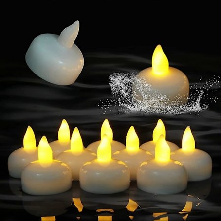 LED Flytende Lys, 12 stk. Vanntette Flammeløse Lys Batteridrevet