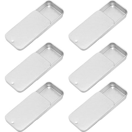 6 Rektangulære dåser med skydelåg Push Pull Box Mini slikdåse Skydelåg Dåse Genanvendelig 50x25x10mm til aromaterapi Håndværk Sølv
