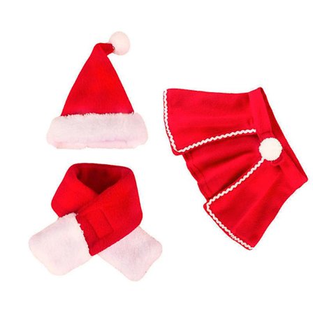 Julemandshue med tørklæde til hund, kat og kæledyr, julekostume sæt til kat, hvalp, hund, julemandshue og tørklæde, julekostume tilbehør til julepynt