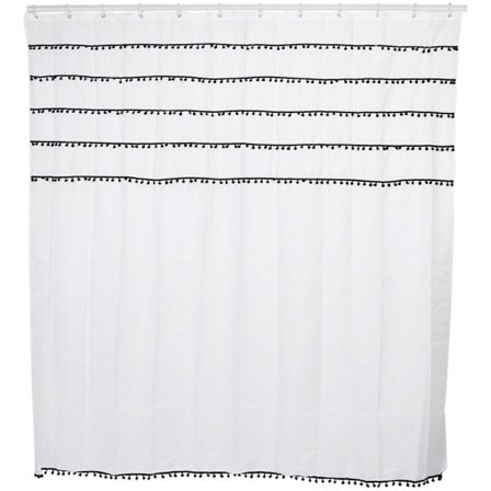 Snygg svartvit duschdraperi i polyester, vattentät och mögelbeständig, 180x200cm