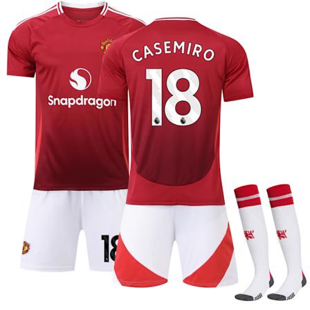 24-25 Manchester United Hjemme Barn Fotballsett Nr. 18 Casemiro 24