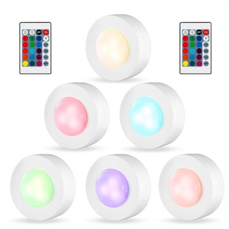 Varmt Hvidt 4000K LED Spotlys Selvklæbende Batteridrevet Skabslys med Trådløs Fjernbetjening