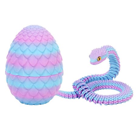 3D-printet sej slange med øjne og æg, bevægelig med flere led, til stue, boligindretning, tilbehør C0o0{hw}