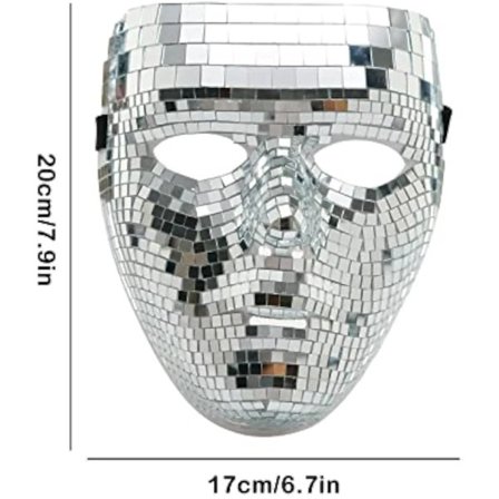 Discokula Glitter Full Face Silver Mask Unik Festival Maskeradmasker Party Spegelglas DJ Scen Bar Fest Semester Dekoration