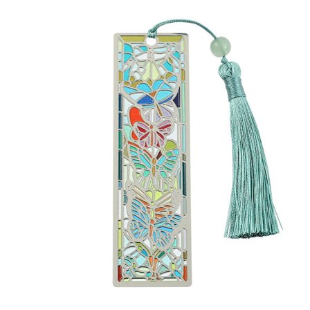 Sommerfugl Bogmærke med Kvast, Håndlavet Gave til Bogelskere, Unikt Farverigt Læsetilbehør til Kvinder og Piger