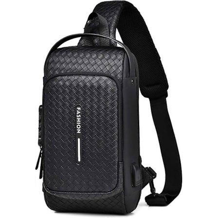 Tyverisikker brystveske Business Crossbody-vesker Messenger Bag med USB Skulderveske for menn Reise Vandring Sykling Camping Utflukt Vanntett Multi