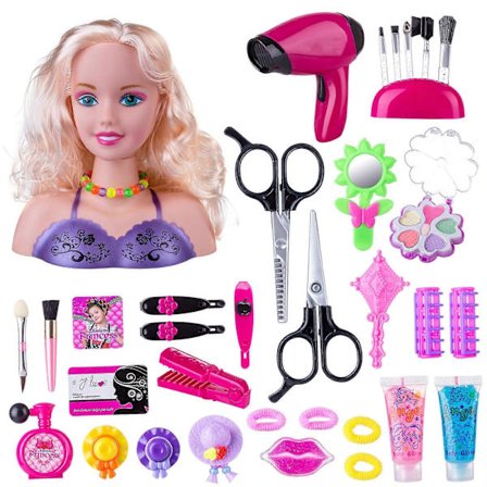 35X Jenter Frisør Sminke Dukker - Styling Hode Dukke For Barn, Hårstyling Hode Leke Med Tilbehør