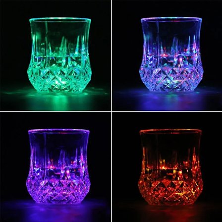 Portable LED Flashing Glowing Water Liquid Activated Light-up Wine Glass Cup Mug Light Up Champagne Beer Bucket Bars Night Party