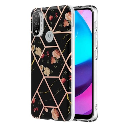 Marmormotiv Motorola Moto E30 / Motorola Moto E40 / Motorola Moto E20 skal - Svarta Blommor