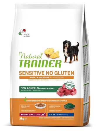 Natural Trainer Sensitive Senza Glutine Crocchette Agnello Per