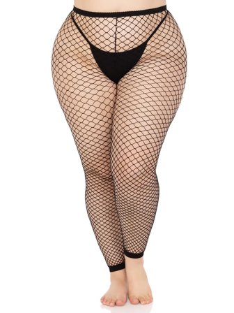 Leg Avenue: Net Footless Tights plus - Erotik Vuxen: Plus size