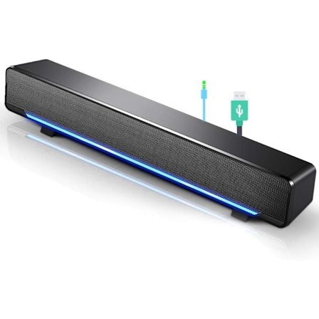 USB-høyttaler, Mini Lett Ledningsdrevet Stereo PC-høyttaler LED
