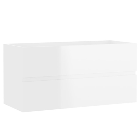 Vidaxl Tvättställsskåp Vit Högglans 90x38,5x45 Cm Spånskiva Vit