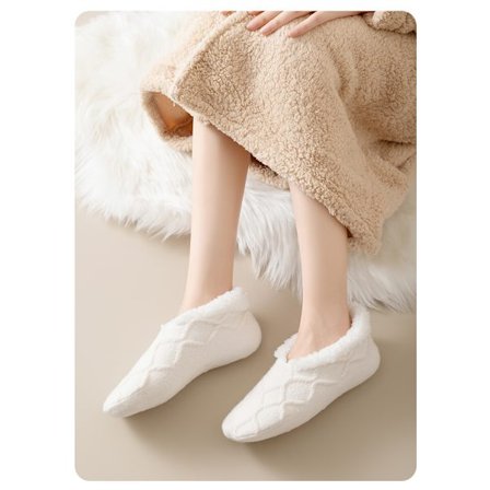 Dame Hjemmesko Sokker - Strikkede Hjemmesko - Hjemmesokker - One Size Fits All - Skridsikre - (Hvid)