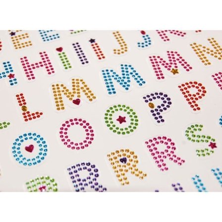 72 diamantklistermärken - alfabetet - lysande