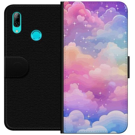 Kompatibelt Lommeboketui til Huawei P smart 2019 Søt enhjørning med regnbuefarget hår mot en stjernebelagt pastellbakgrunn i kawaii-stil