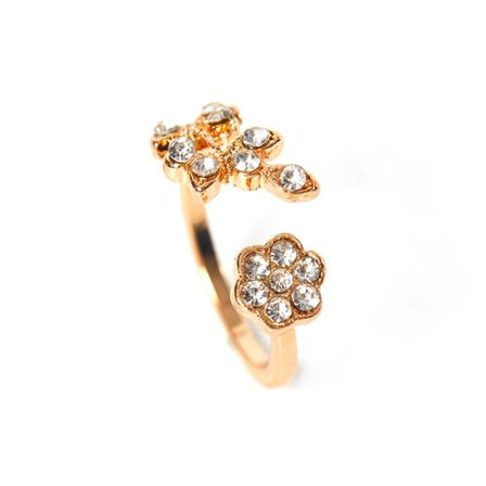 Mode Rhinestone Twisted Leaves Wishful Flowers Justerbar Ta