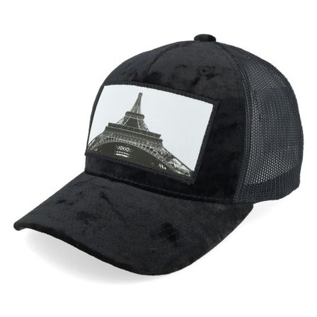 Calza Pennello - Svart trucker Keps - Kids Eiffel Tower Velvet Black A-Frame Trucker @ Hatstore