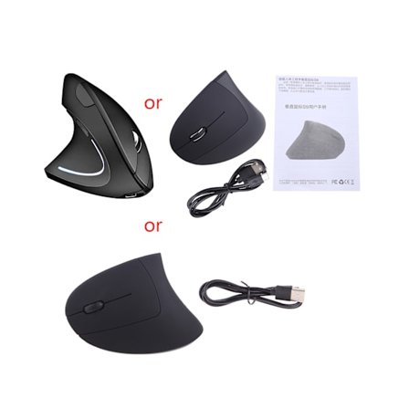 Uppladdningsbar ergonomisk vertikal mus med USB mottagare Bärbar PC Datorbytestillbehör Vänsterhänt mus