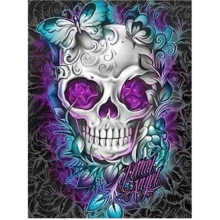 Full 5d Diy Diamond Painting Cross Stitch Butterfly Skull Broder Som På Bilden 1 30x40cm