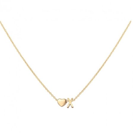Halsband med hjärtformad bokstav i rostfritt stål - Liten hjärtformad bokstavshalsband - Monogram för kvinnor och flickor --- X