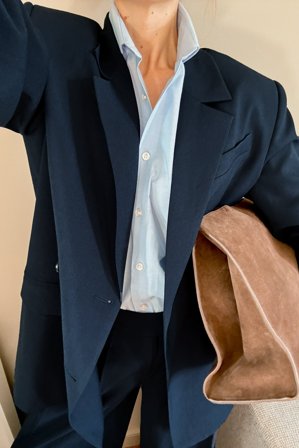 NA-KD - Dobbelspent oversized blazer - Figursydd blazer - Marineblå - EU 40