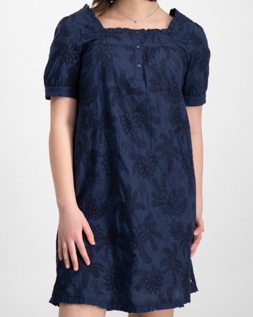 Scotch & Soda Tonal embroidered short-sleeved dress Blå Kjoler Pige - Kids Brand Store