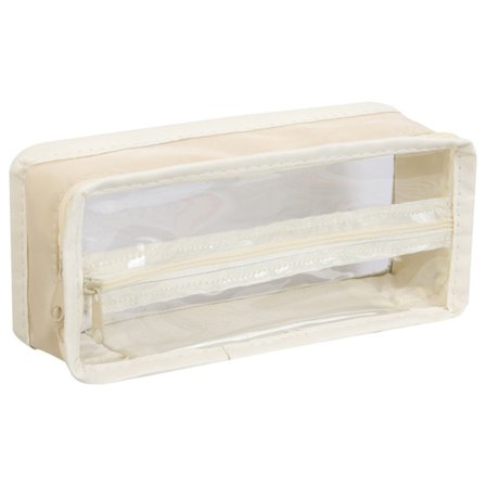 Beige transparent penalhus, transparent penalhus opbevaringspose, lille penalhus til opbevaring af penne